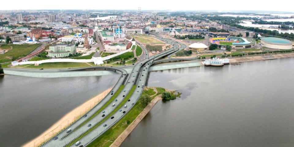 Реконструкция существующего участка Ленинской дамбы и моста через р. Казанка